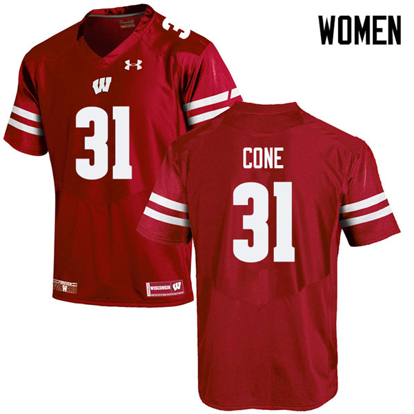 Wisconsin Badgers Women's #31 Madison Cone NCAA Under Armour Authentic Red College Stitched Football Jersey GD40X78IT